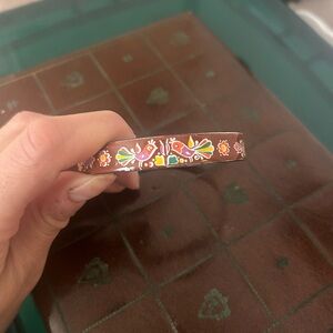 Brown enamel bird bangle